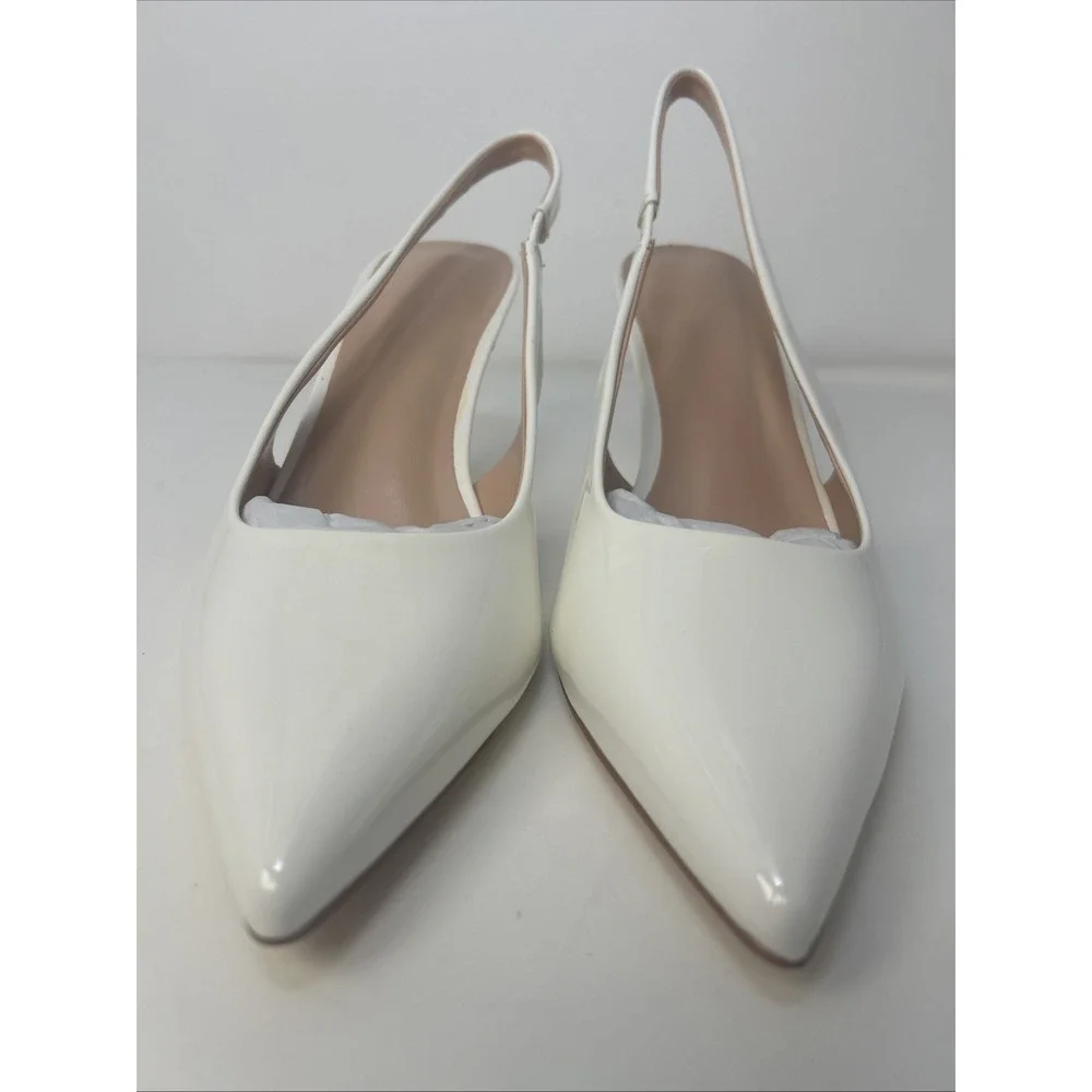 Elisabet Tang Women's Slingback Stiletto Pumps Pointed Closed Toe White Size 10